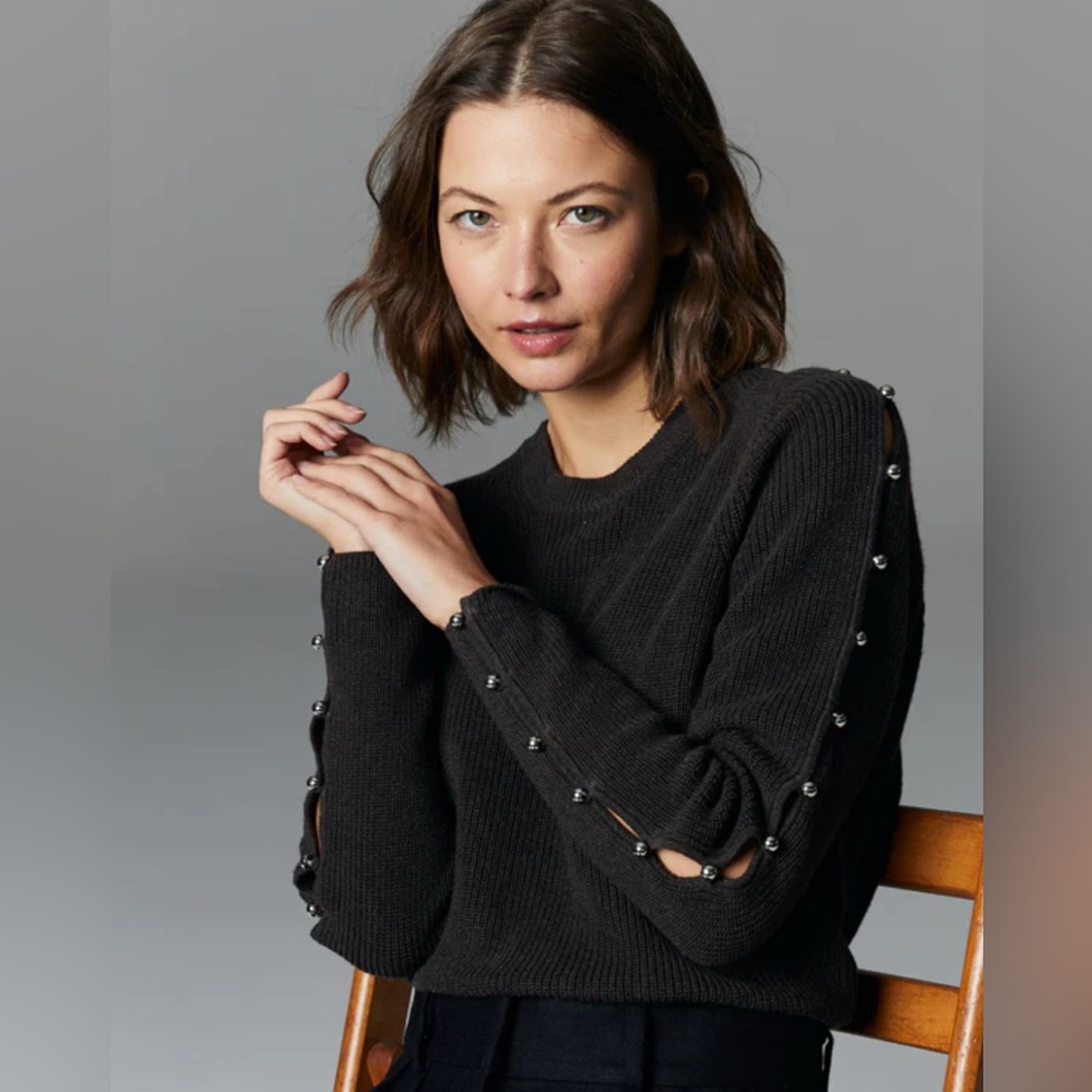 Autumn Cashmere Black Ribbed Sweater